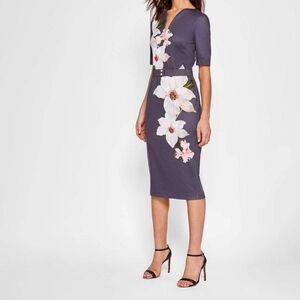 Ted Baker Chatsworth Bisslee Floral Midi Dress - Size 3 UK, Size M US